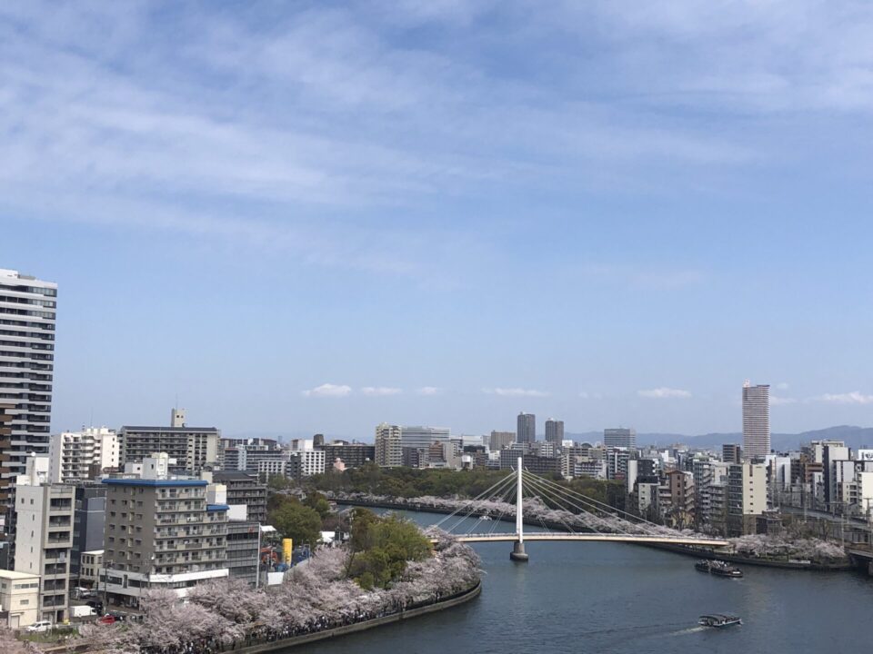 京阪シティモール屋上庭園からの景色。